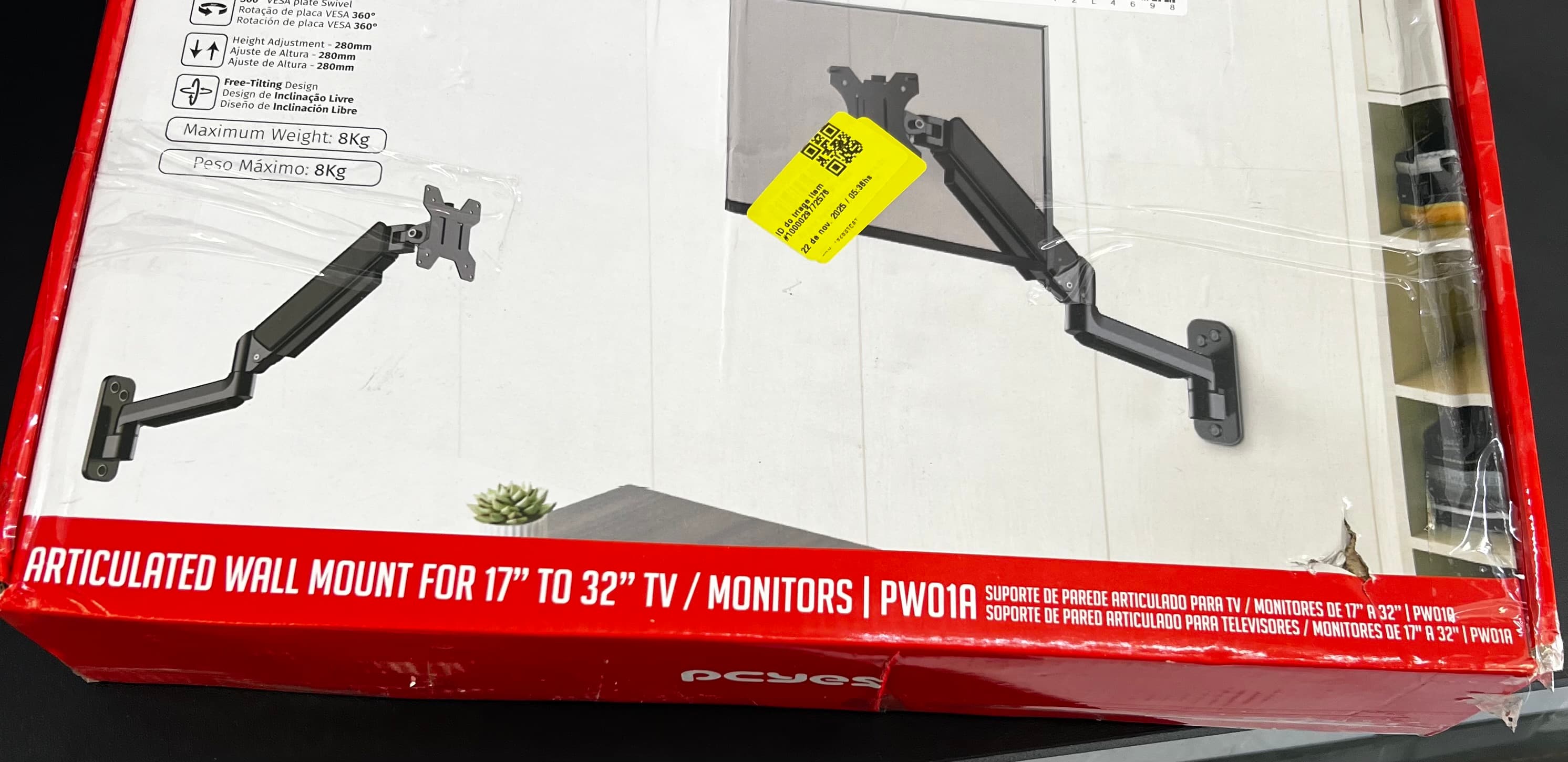 Suporte Articulado Parede Monitor 17 -32 Pistão A Gás Pw01a Preto - 1