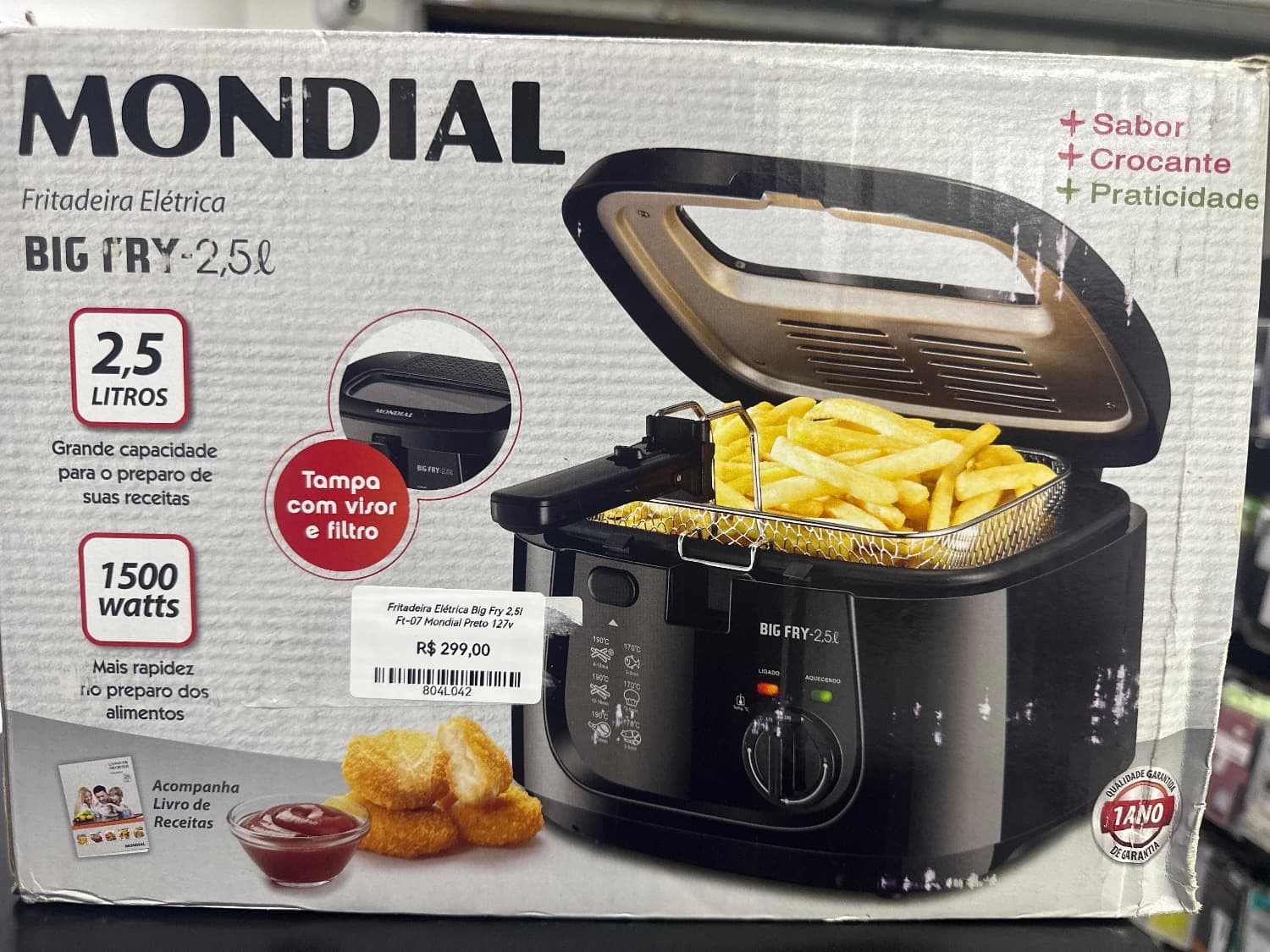 Fritadeira Elétrica Big Fry 2,5l Ft-07 Mondial Preto 127v - 1