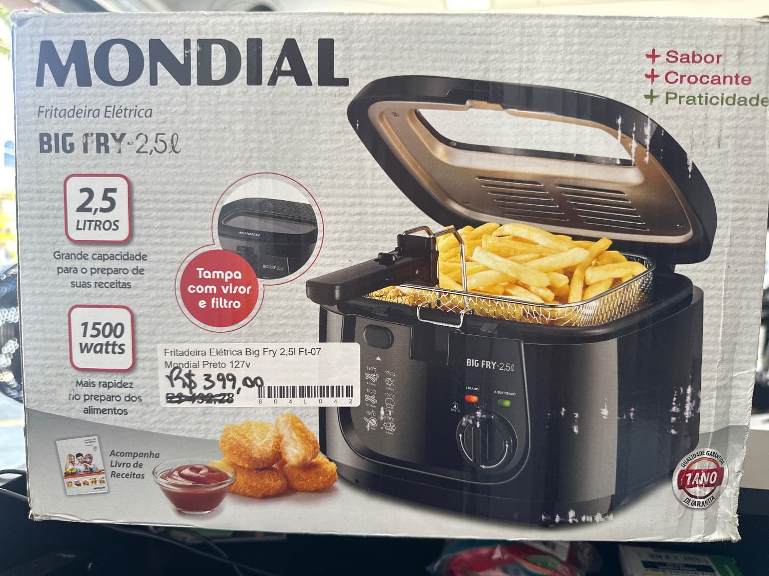 Fritadeira Elétrica Big Fry 2,5l Ft-07 Mondial Preto 127v - 2