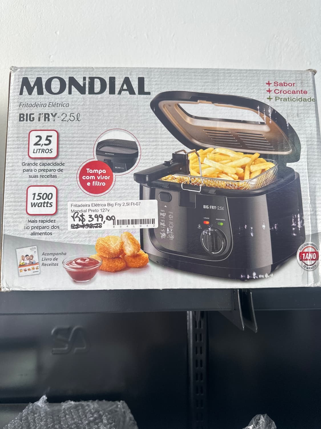Fritadeira Elétrica Big Fry 2,5l Ft-07 Mondial Preto 127v - 1