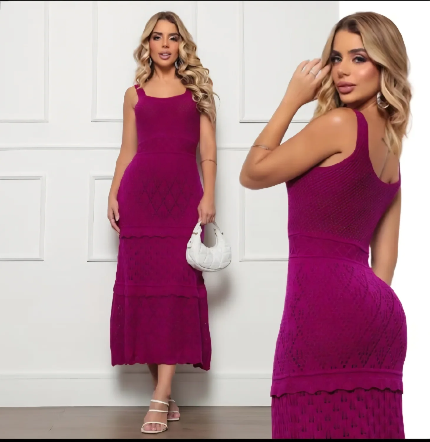 đ€LOUCURA 60% OFF VESTIDO MIDI DE TRICĂ COM FORRO COR MAGENTA DE R$ 125,00 POR - 1
