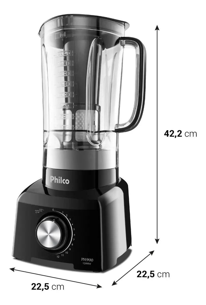 Liquidificador Philco 1200W 3L 12 Velocidades Preto 220v (avaria) - 2