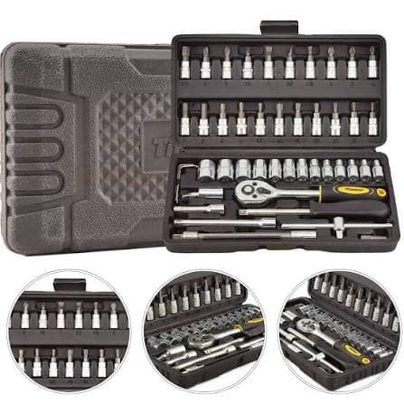Kit Jogo De Chave Catraca Soquetes 46 Peças Profissional - 2