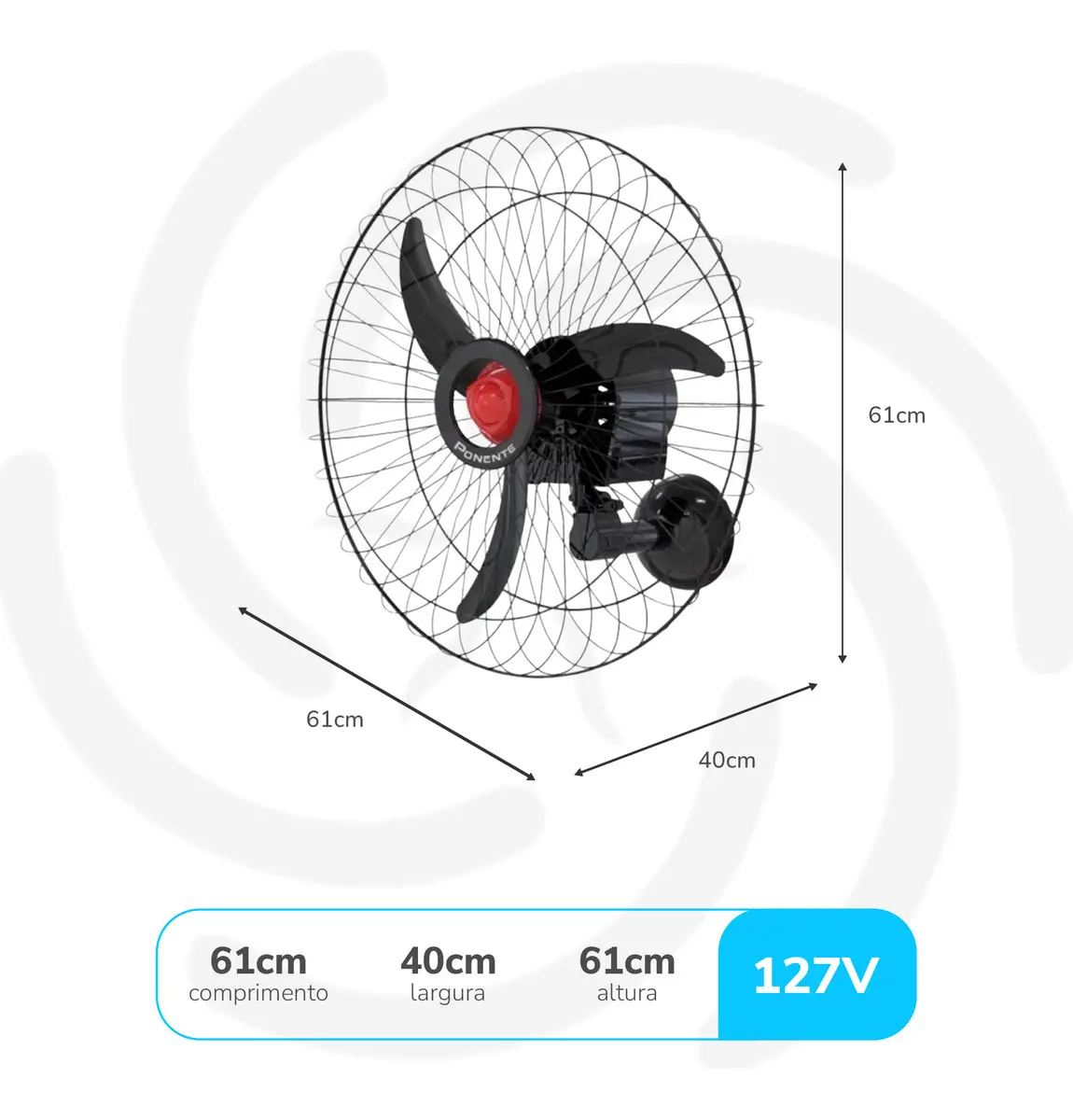 Ventilador Parede 60cm Good Oscilante Estrutura em Aço 127v - 3