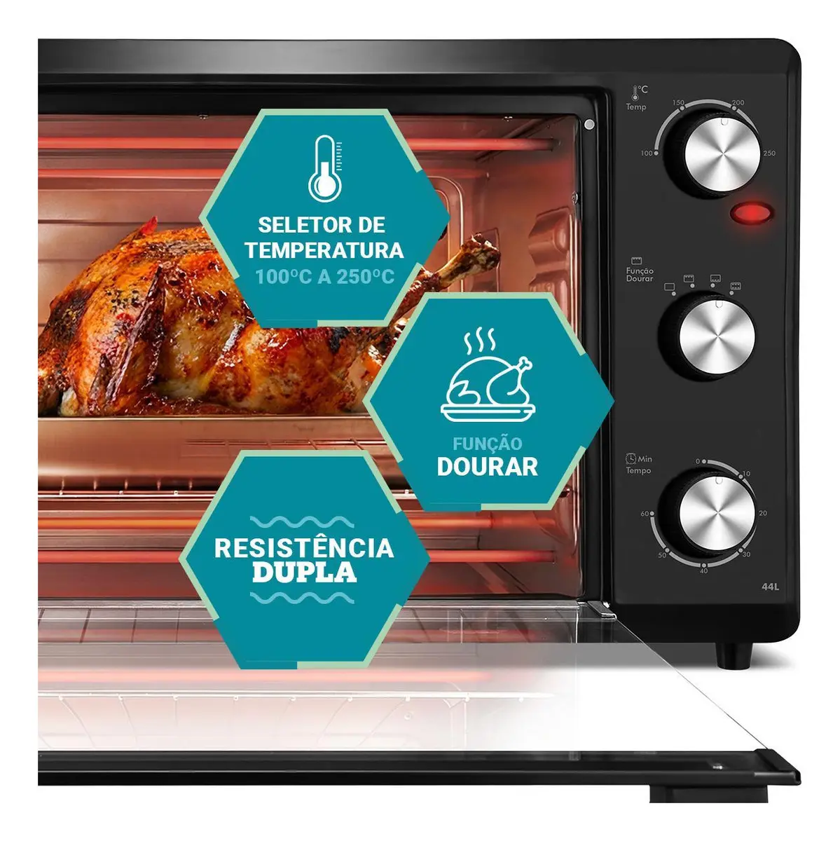 Forno Elétrico Philco 44L Preto Dupla Resistência 220v ( avaria) - 2