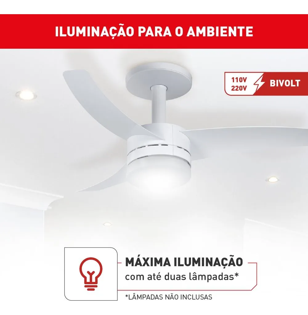 Ventilador Teto Arno Branco 3 Pás bivolt (semi-novo avaria ) - 1