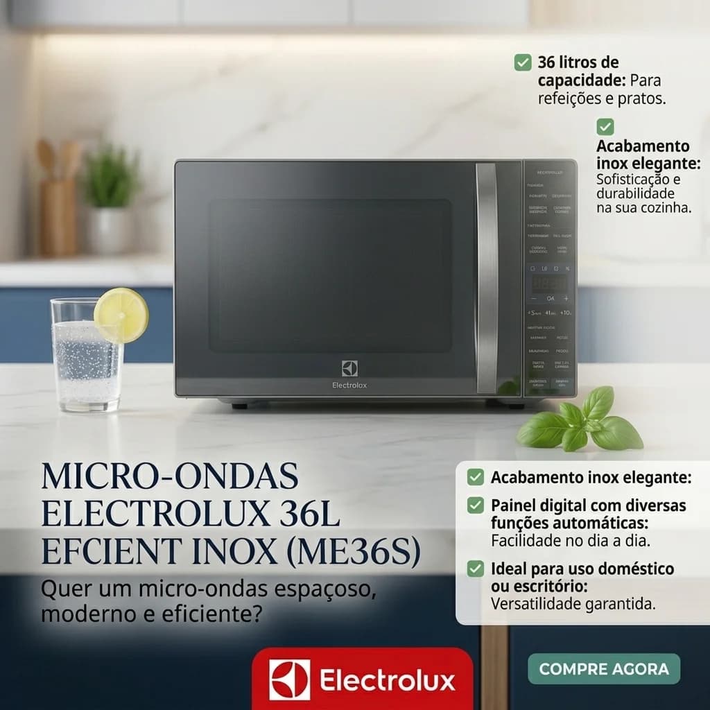 MICRO-ONDAS ELECTROLUX 36L EFFICIENT INOX (ME36S) - 1