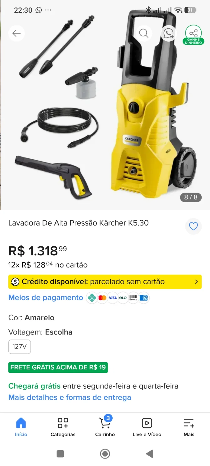 Lavadora De Alta Pressão Kärcher K5.30. 127 volts - 2