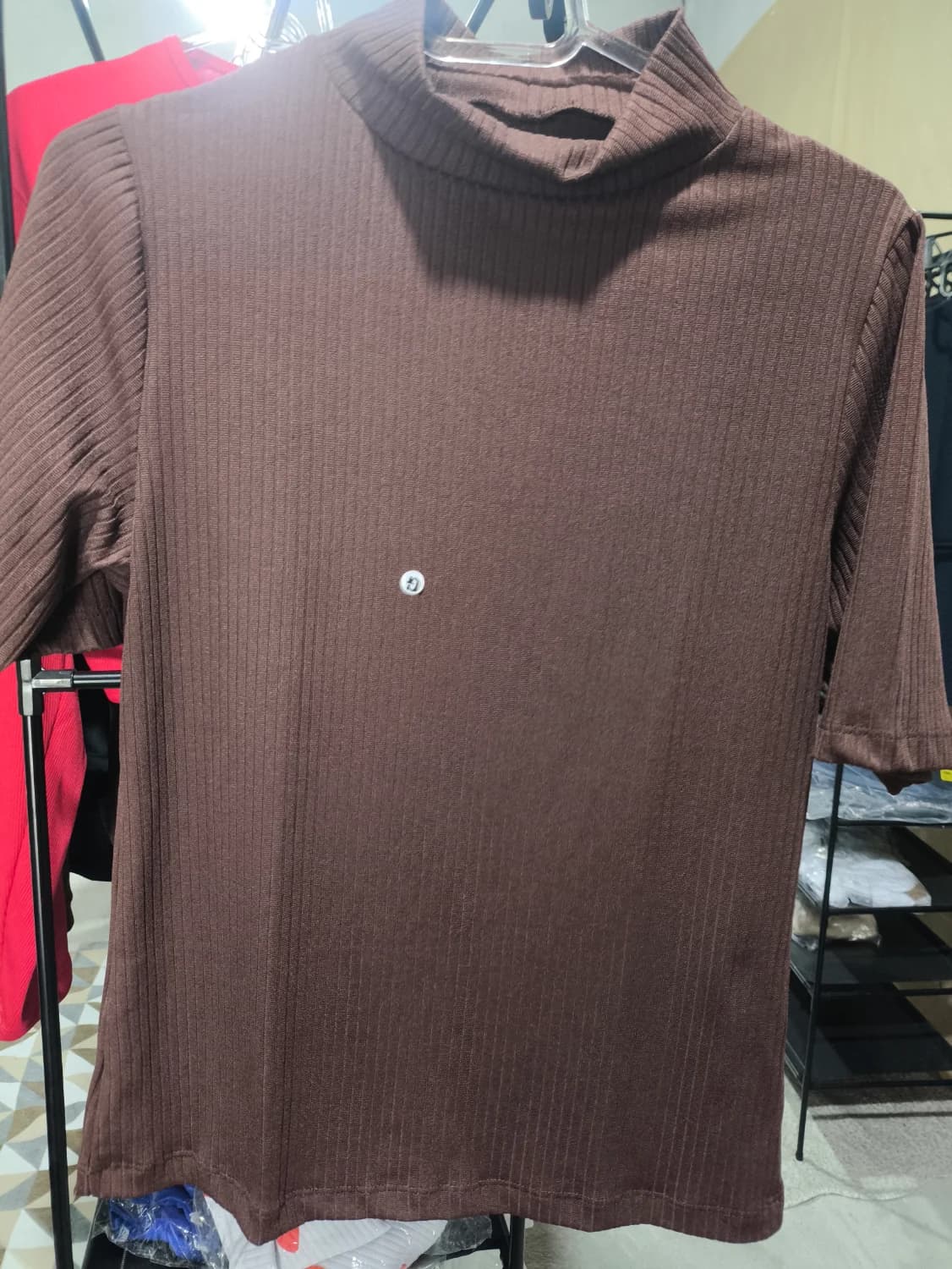 Blusa Feminina Malha Canelada Manga Curta - TAMANHO G - 1