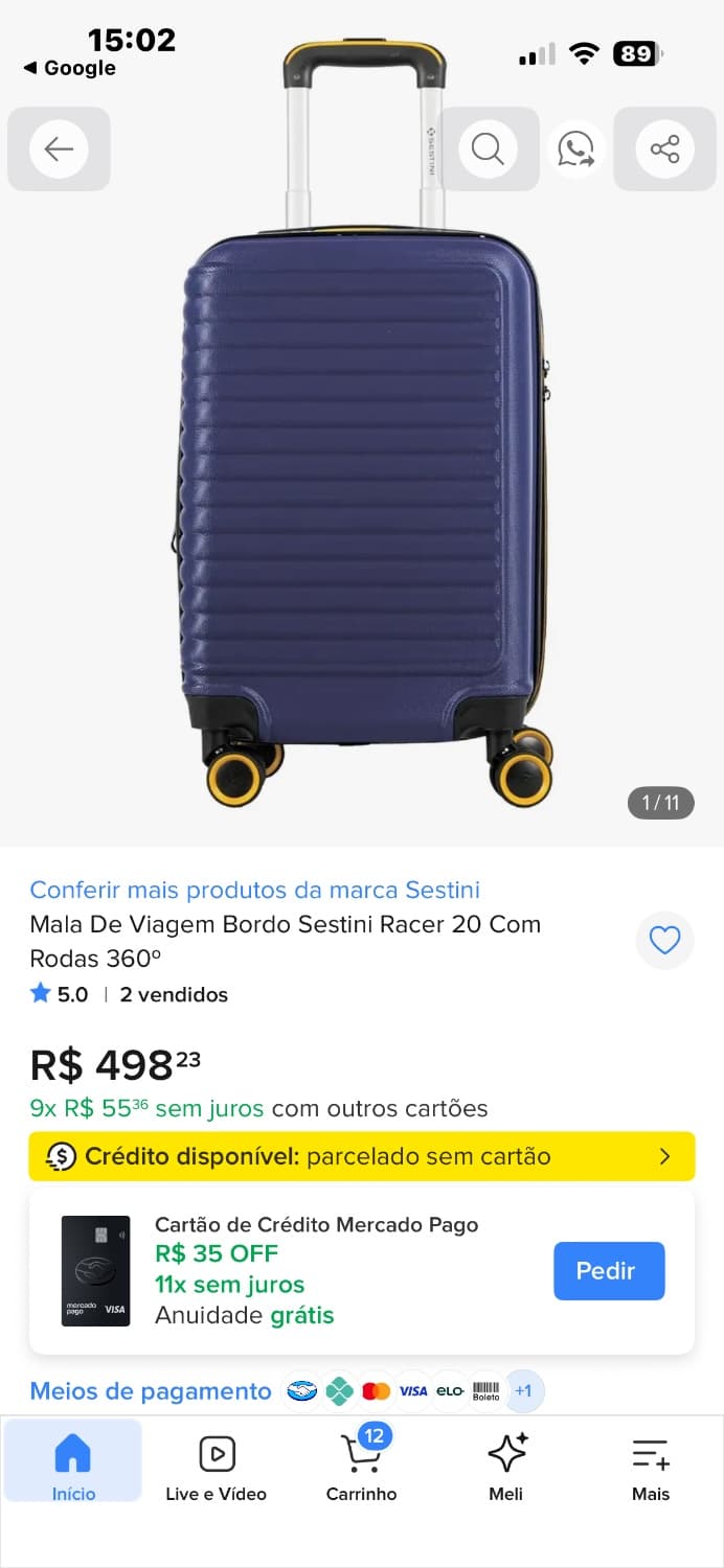 Mala de Bordo Sestini Basic 20 Rígida em Polipropileno Azul - 2