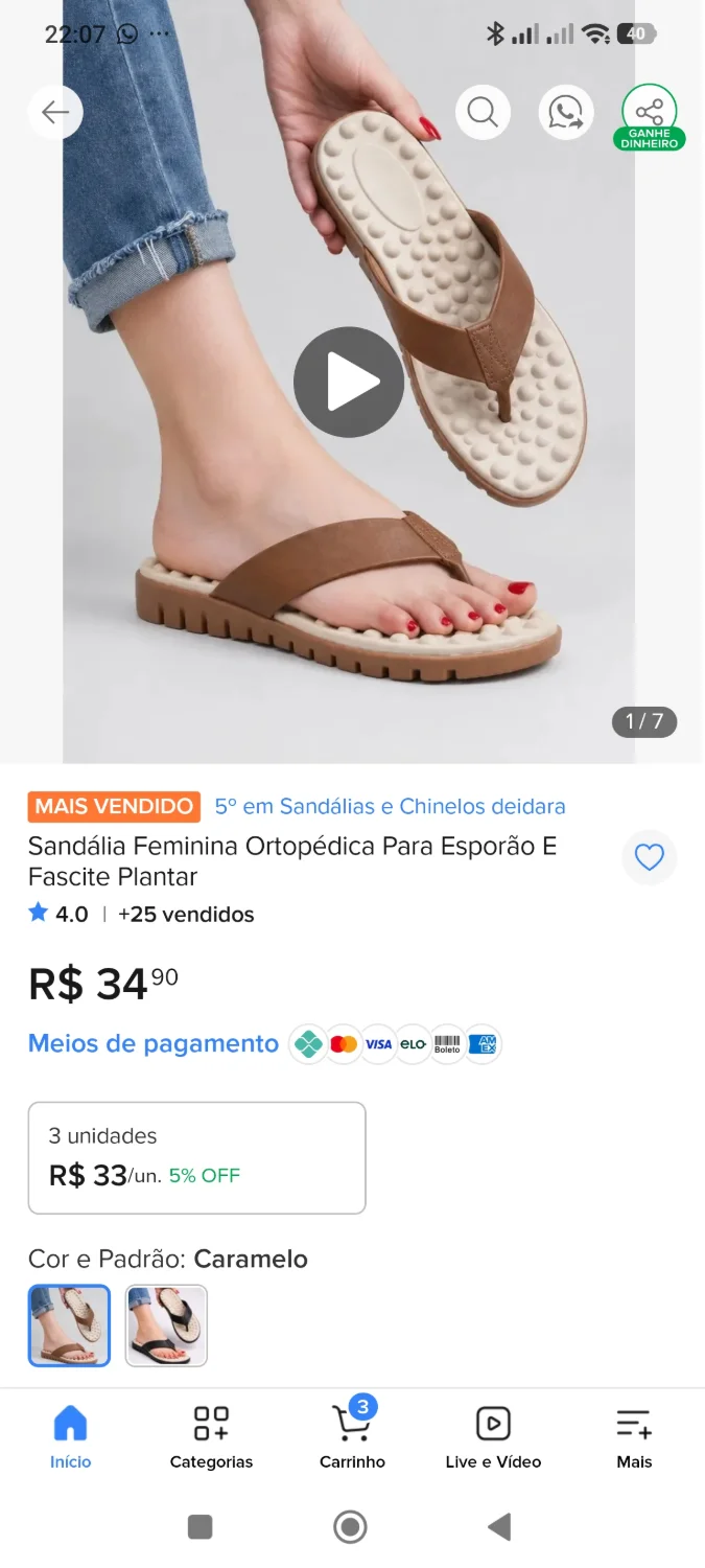 Sandália Feminina Ortopédica Para Esporão E Fascite Plantar N° 36 - 2