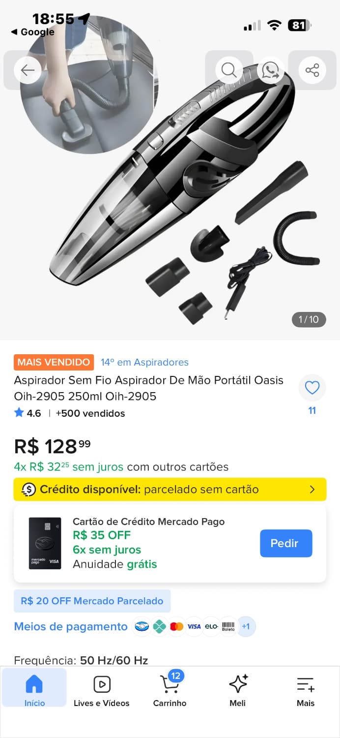 Aspirador De Mão Portátil Automotivo Carro Sofá Compacto Usb Cor Preto Oasis OIH-2905 - 2