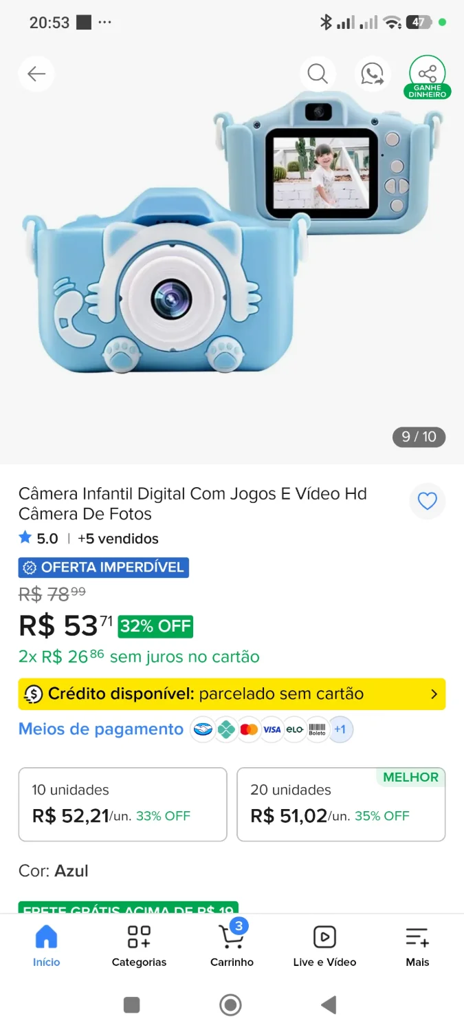 Câmera Infantil Digital Com Jogos E Vídeo Hd Câmera De Fotos - 2
