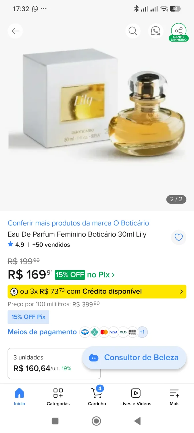 Eau De Parfum Feminino Boticário 30ml Lily - 2