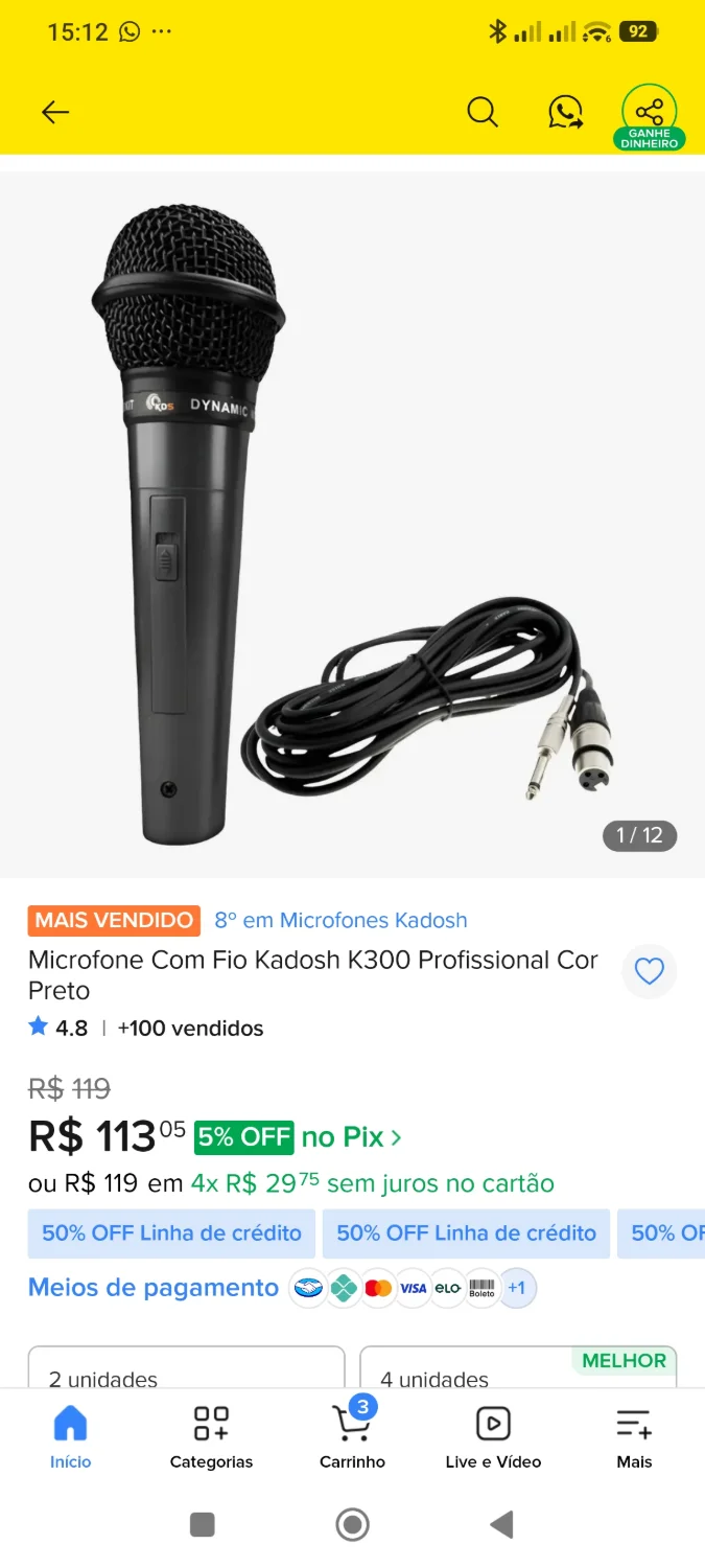 MICROFONE COM FIO KADOSH K300 - 2