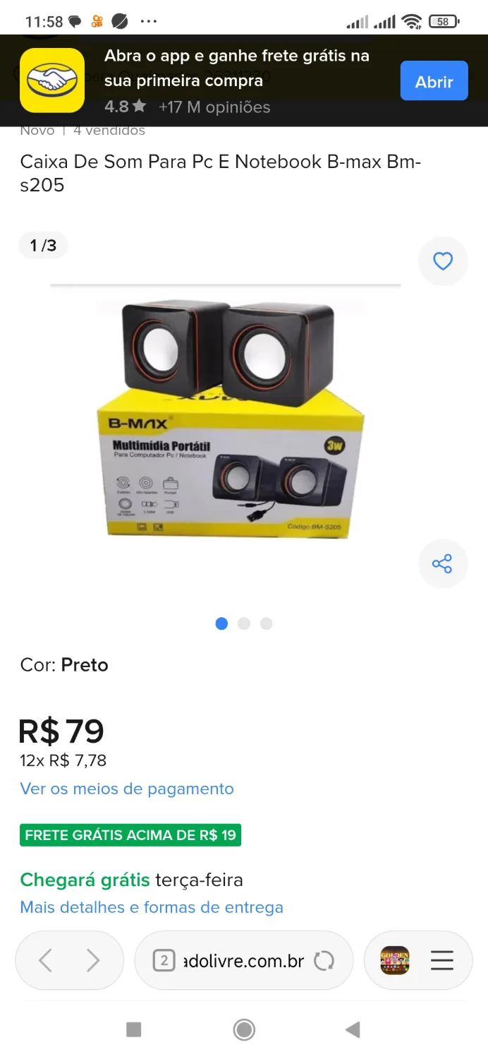 Caixa De Som Para Pc E Notebook B-max P2 Usb 3w Bm-s205 - 2
