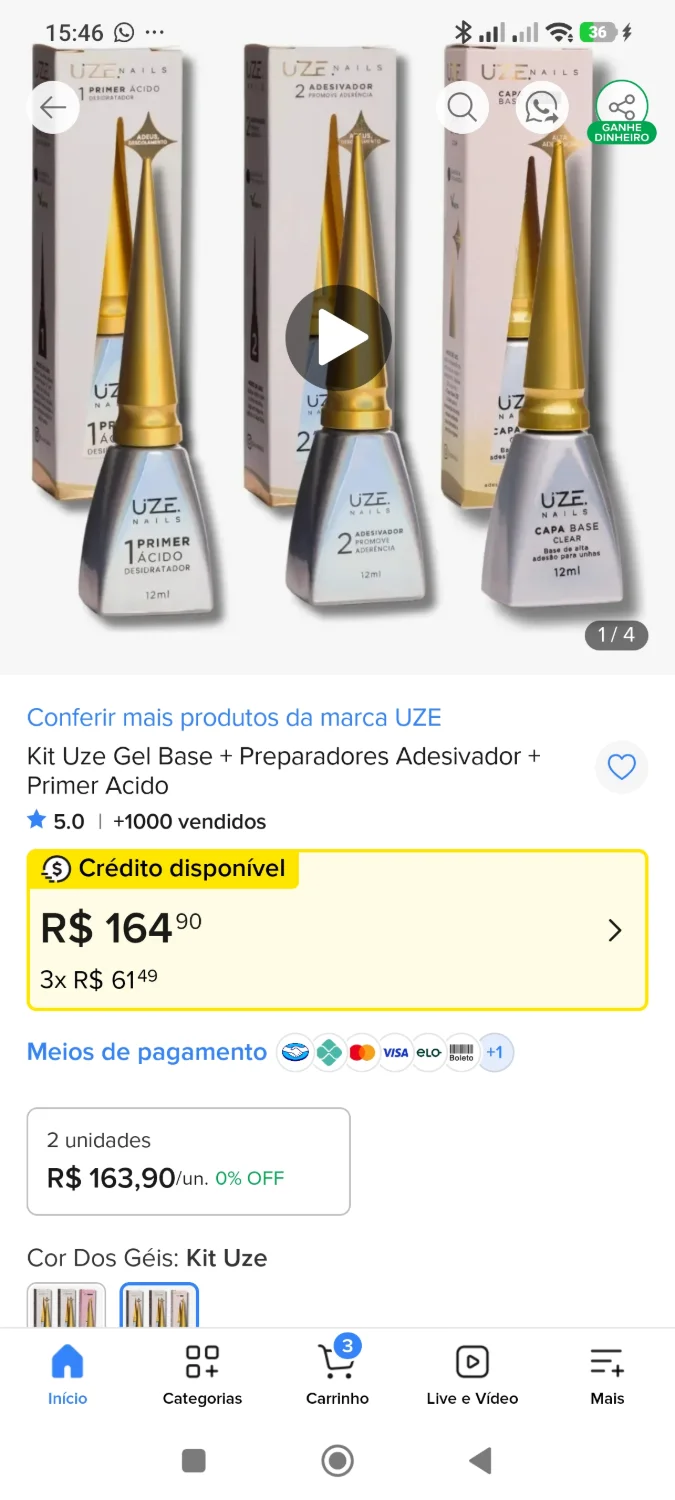 Kit Uze Gel Base + Preparadores Adesivador + Primer Acido - 1