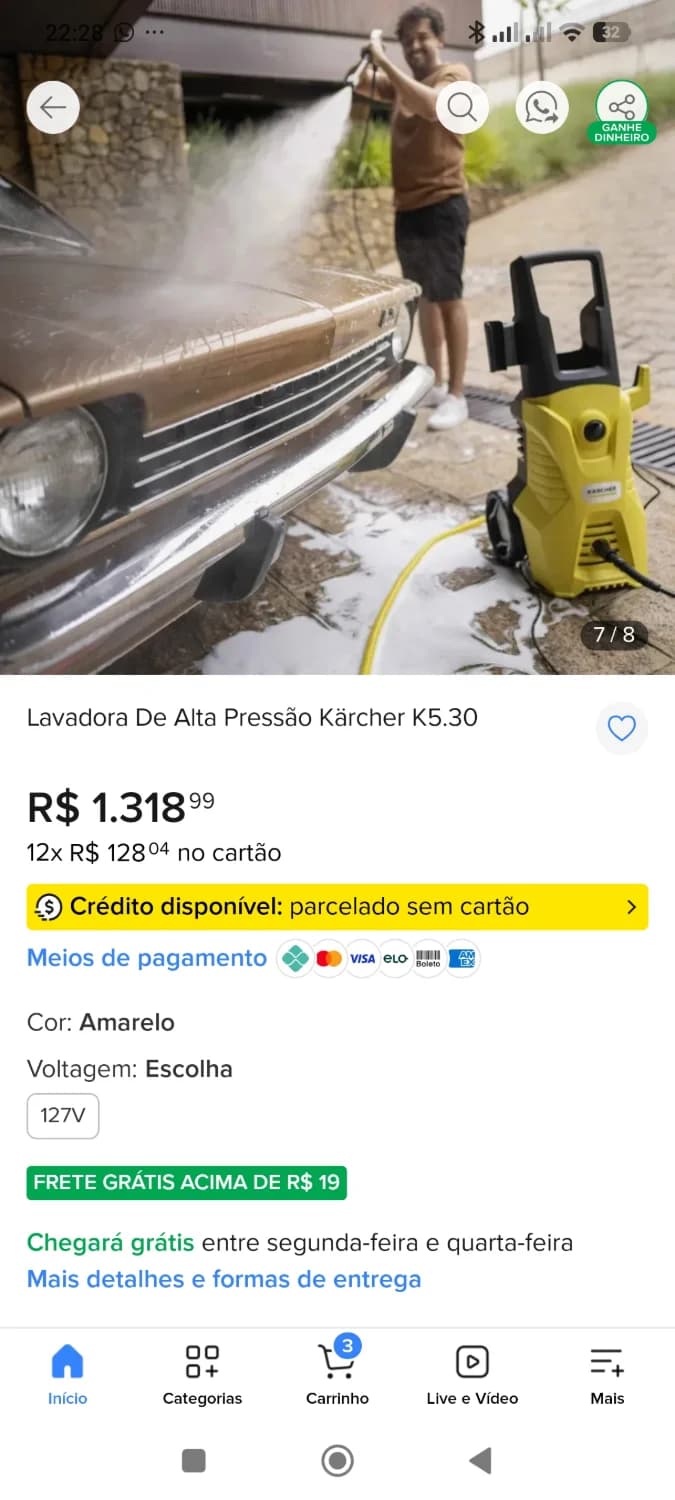Lavadora De Alta Pressão Kärcher K5.30. 127 volts - 3