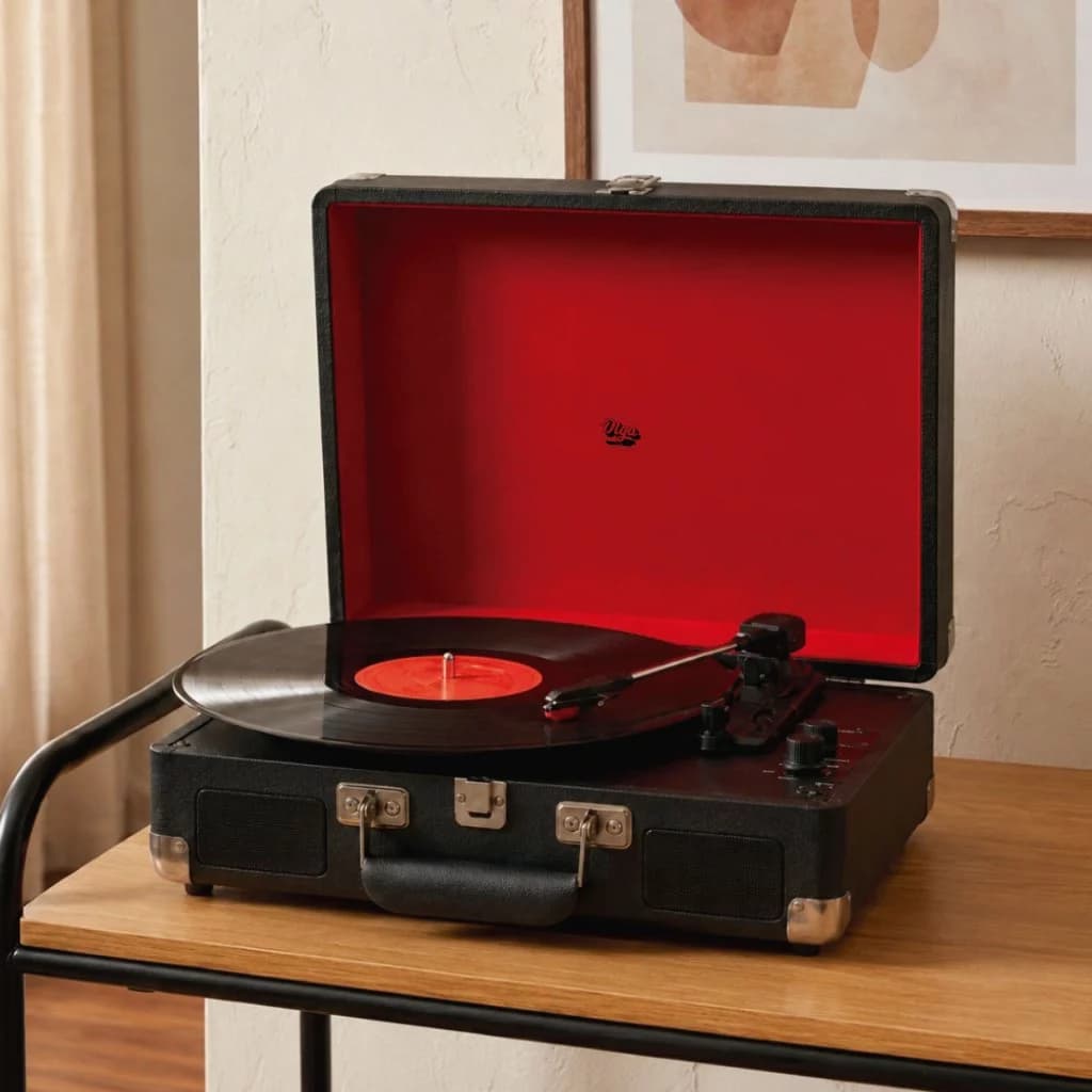 Vitrola Retro Maleta Toca Discos Vinil Caixa De Som Embutida 10w Bluetooth Com Agulha Rubi Extra - 2
