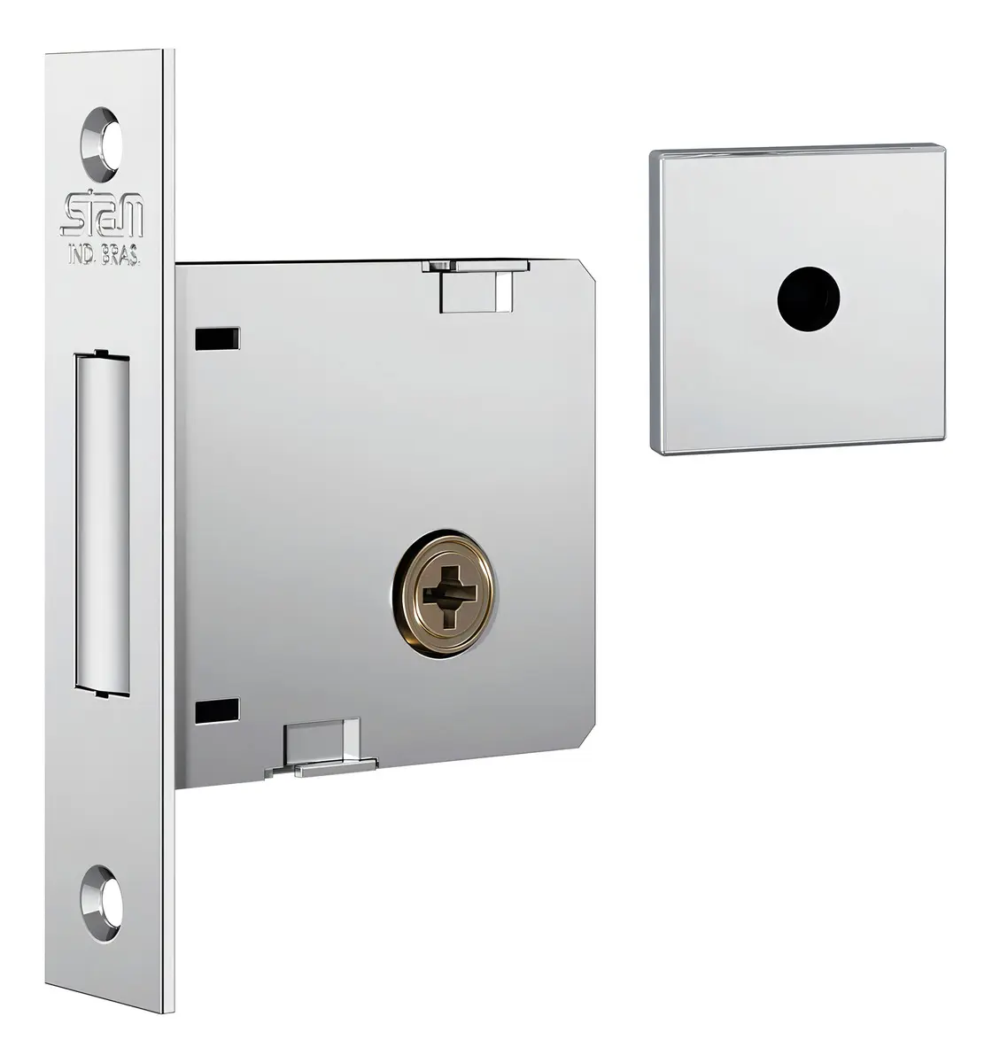 Trava Tetra Stam Fechadura Auxiliar Roseta Quadrada Inox - 1