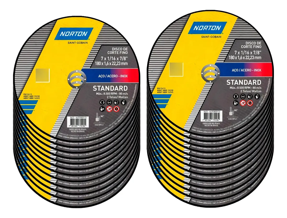 Kit Com 25 Disco De Corte 7 X 1,6 Mm Standard Norton - 1