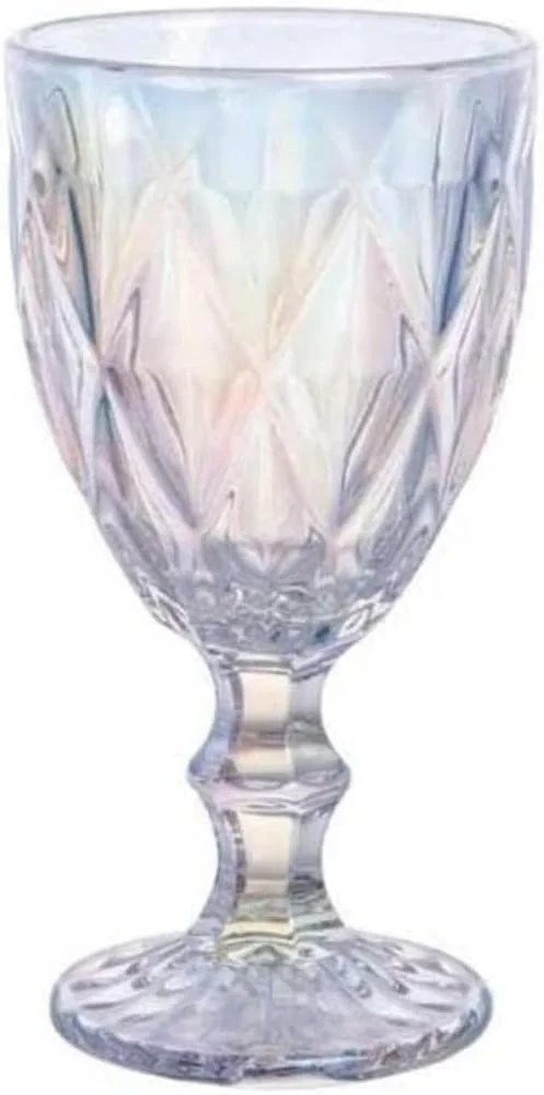 Taça Vidro Decorado Textura Diamante Grossa 330 Ml Cor Raibow - Efeito Colorido - 4