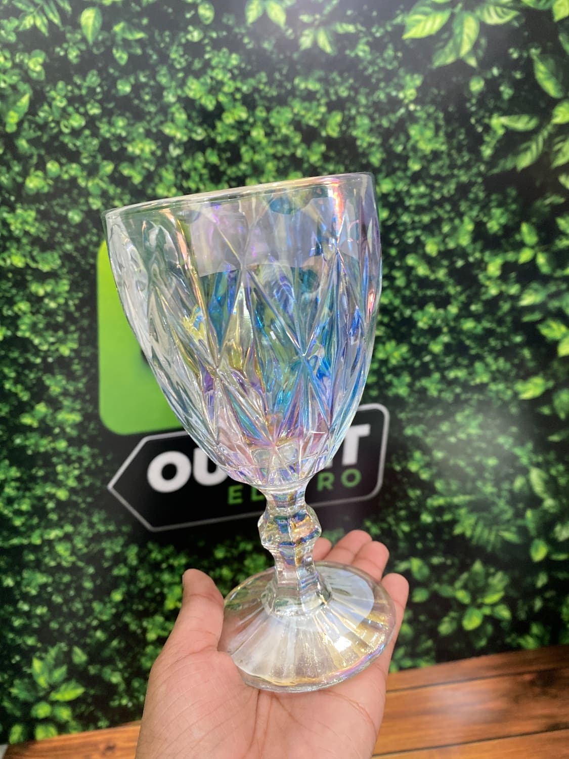 Taça Vidro Decorado Textura Diamante Grossa 330 Ml Cor Raibow - Efeito Colorido - 2