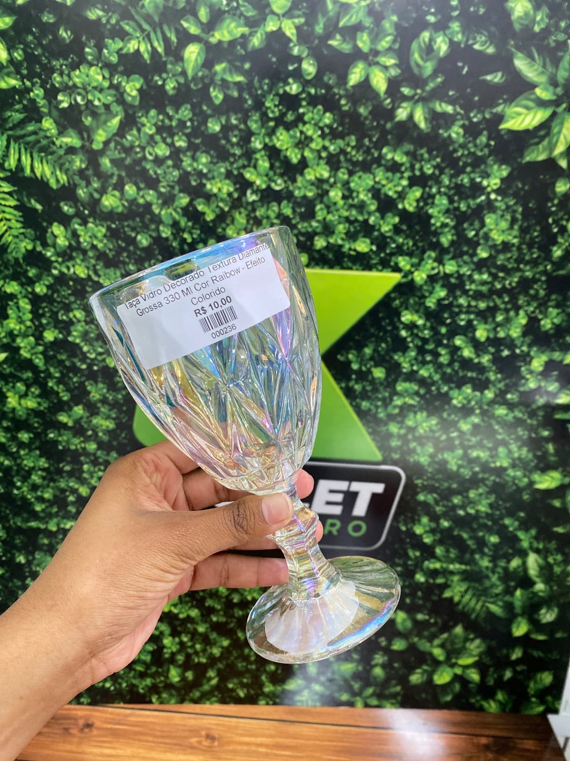 Taça Vidro Decorado Textura Diamante Grossa 330 Ml Cor Raibow - Efeito Colorido - 1