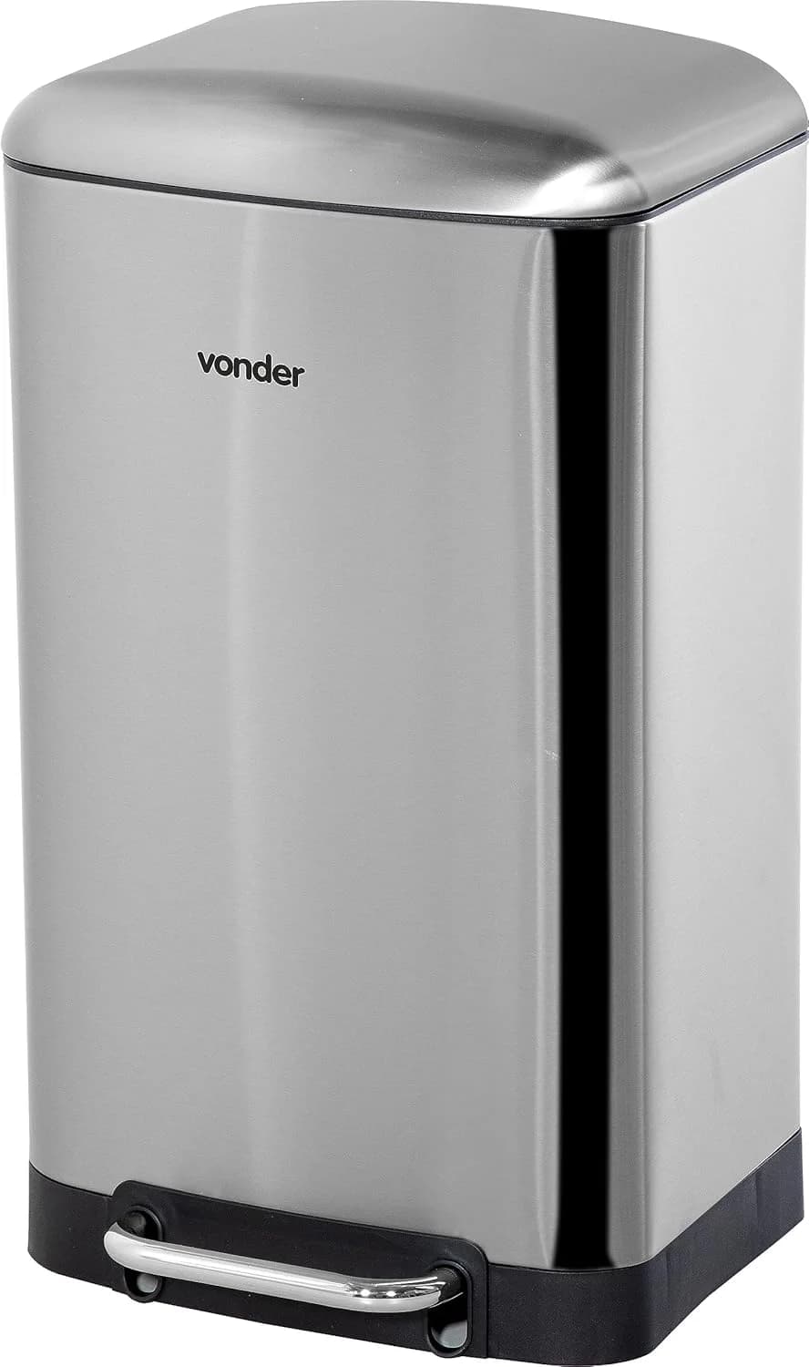 Vonder, Lixeira Retangular, 30 Litros, Inox, Cinza. - 1