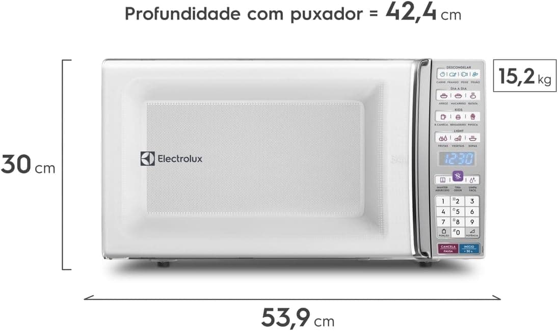 Micro-ondas Electrolux De Bancada Branco Com Função Tira Odor E Manter Aquecido 34l Meo44 220v - 1