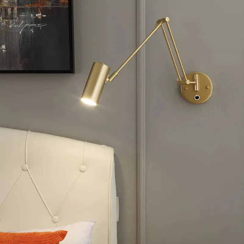 Luminária Cabeceira Cama Quarto Leitura Dourada 220v - 1