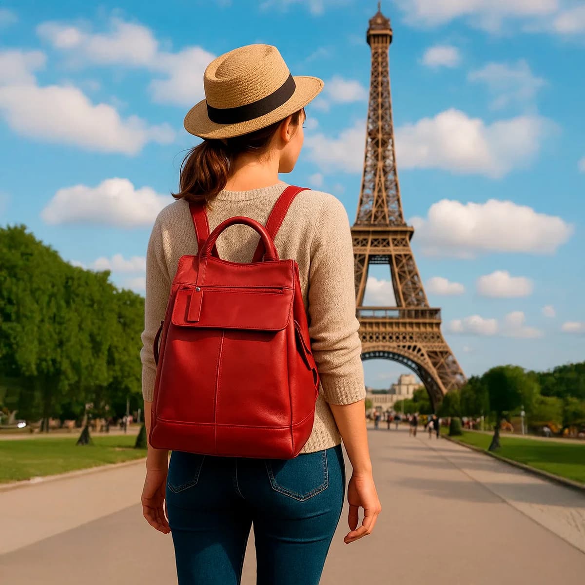 Mochila de Couro Legítimo Modelo Malu Resistente Confortável Modelo:Marsala - 1
