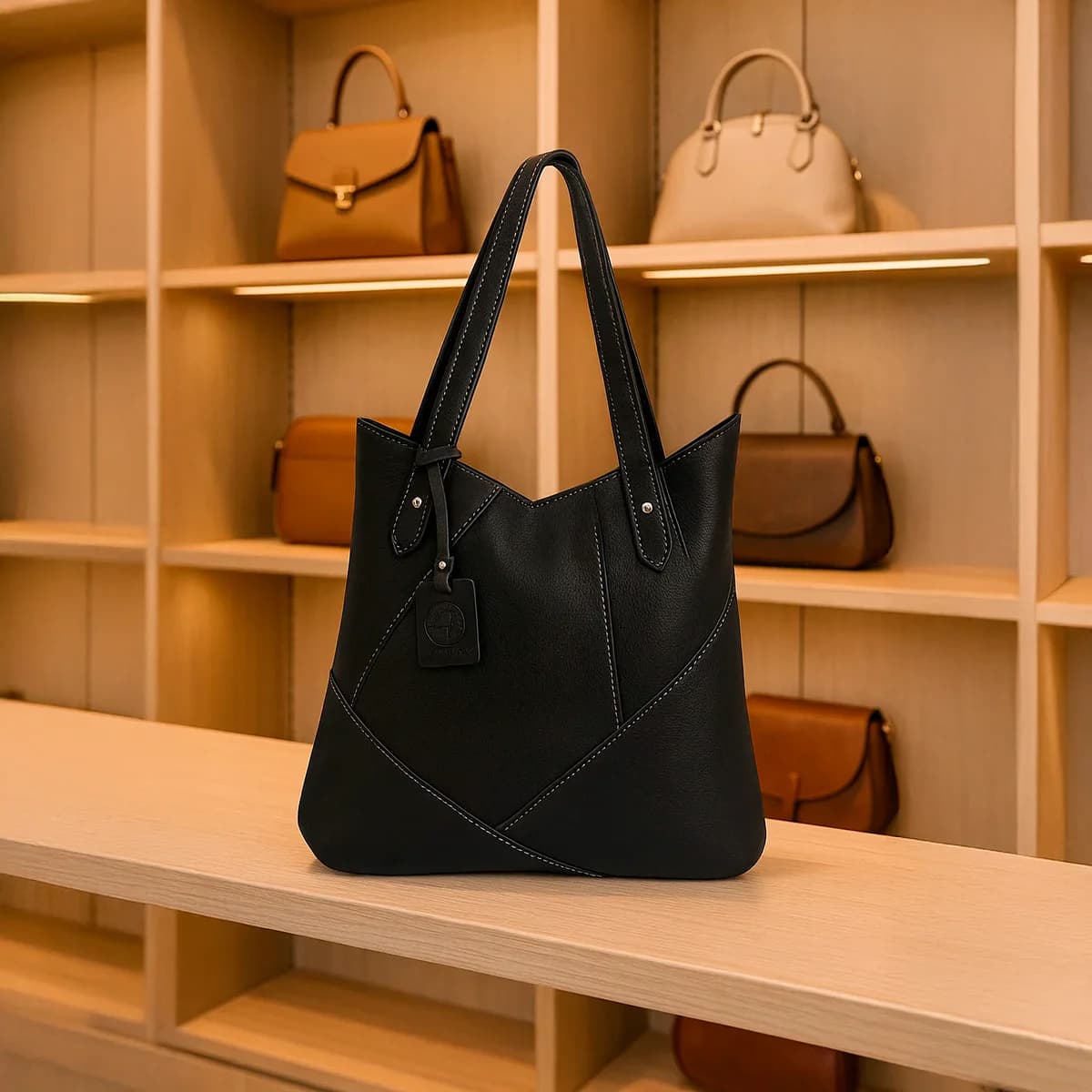 Bolsa de Ombro Couro Legítimo Modelo Maria Elegante Modelo:Preto - 1