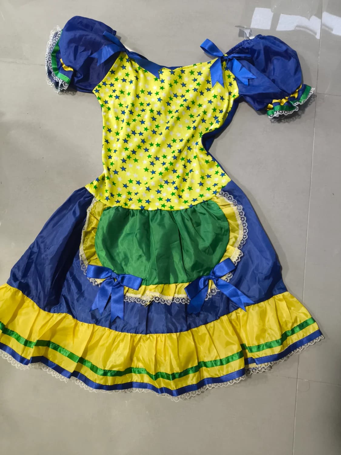 Vestido Junino Infantil Brasil Copa do Mundo - 1