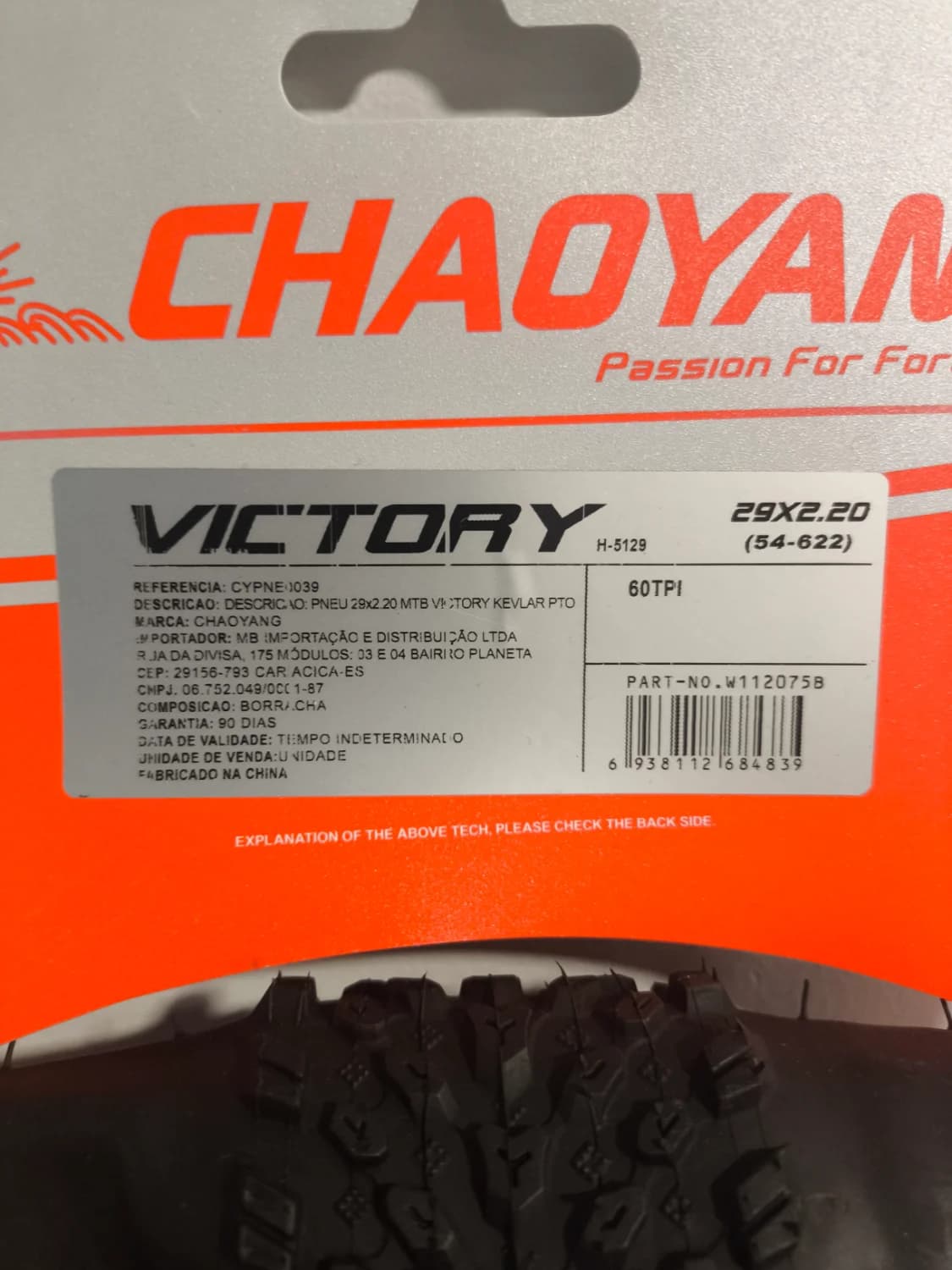 Par de Pneus MTB Chaoyang Victory Aro 29 x 2.20 Kevlar Dobrável - 2