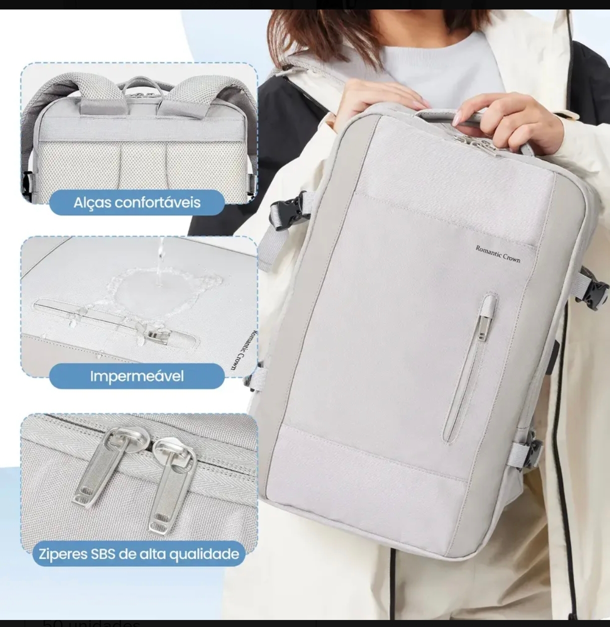 Mochila Executiva para Notebook USB – Grande Capacidade para Viagem e Trabalho - 3
