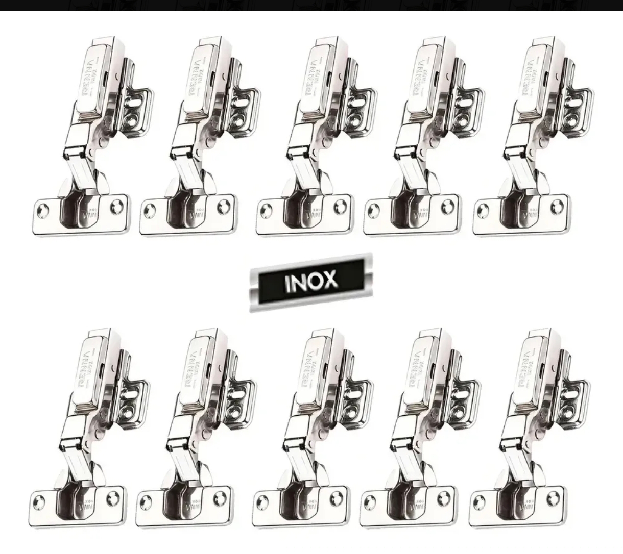Kit com 10 Dobradiças Caneco Reta 35mm com Amortecedor Soft Close – Aço Inox - 2