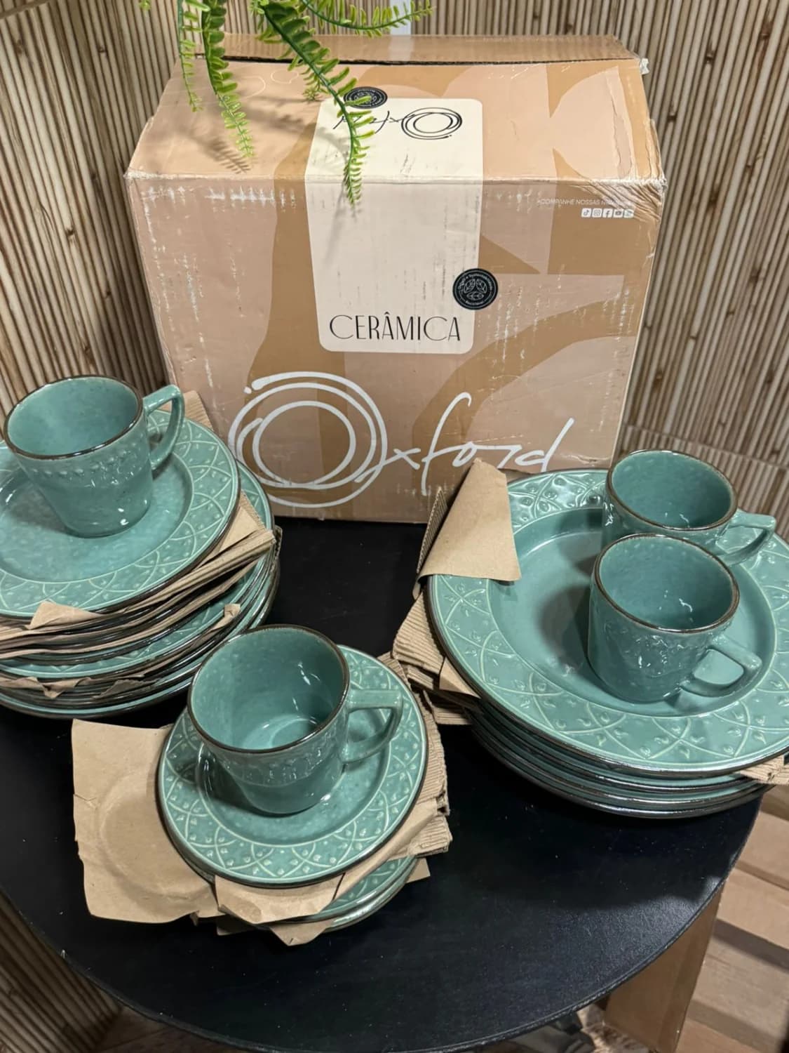 Aparelho de Jantar E Chá 20 Pçs Mendi Malaquita Oxford cor Verde - 1