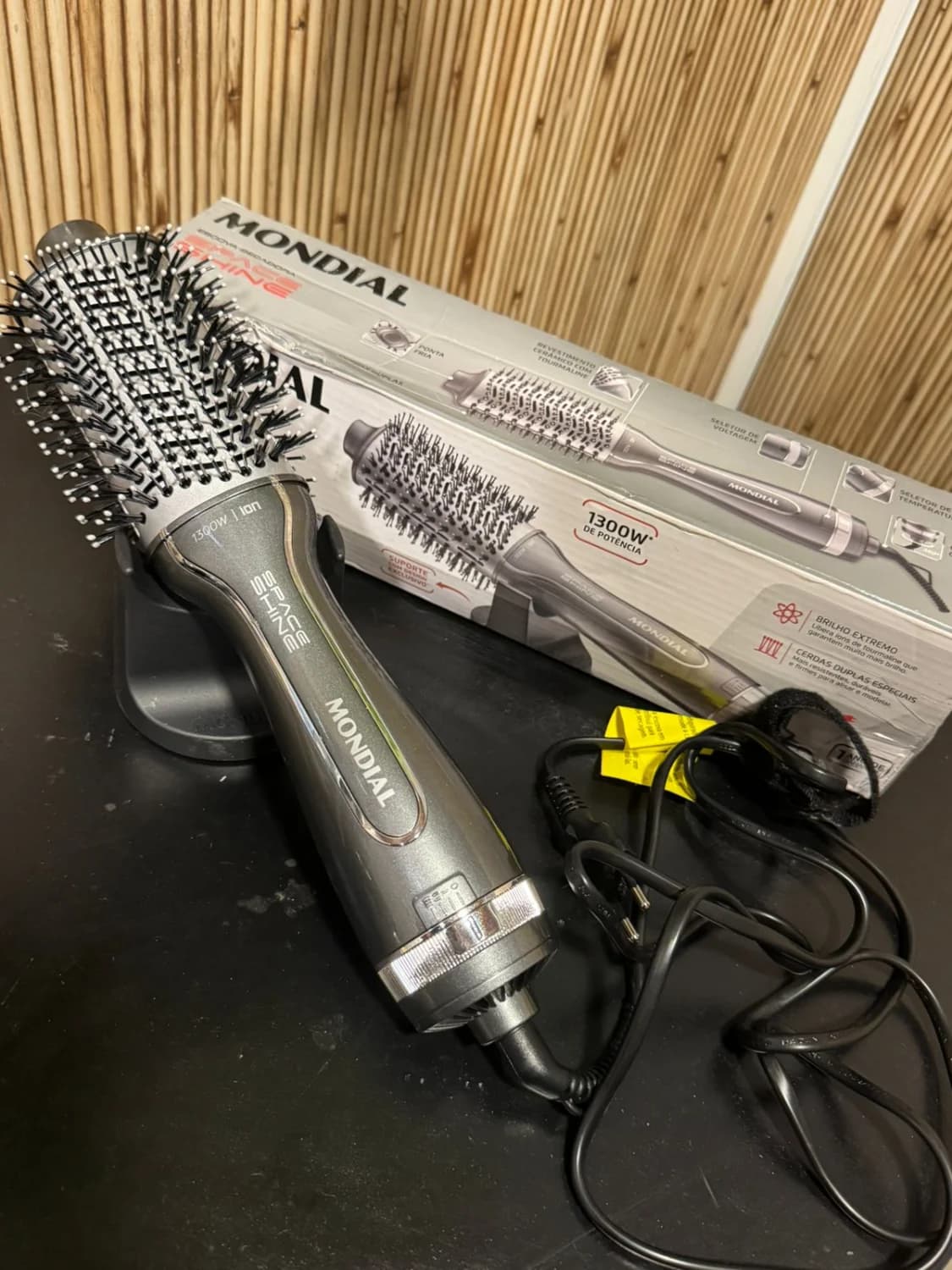 Escova secadora mondial space shine 1300w grafite bivolt - 3