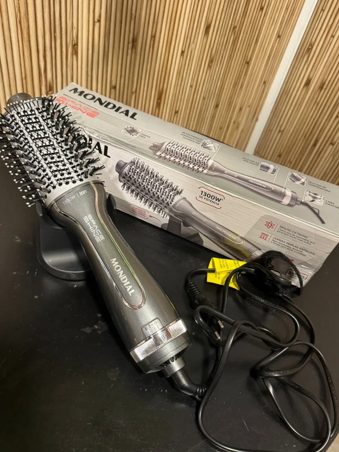 Escova secadora mondial space shine 1300w grafite bivolt - 1