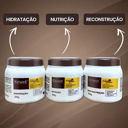 Kit Cronograma Capilar Maca Power 3 Máscaras 300g - 2