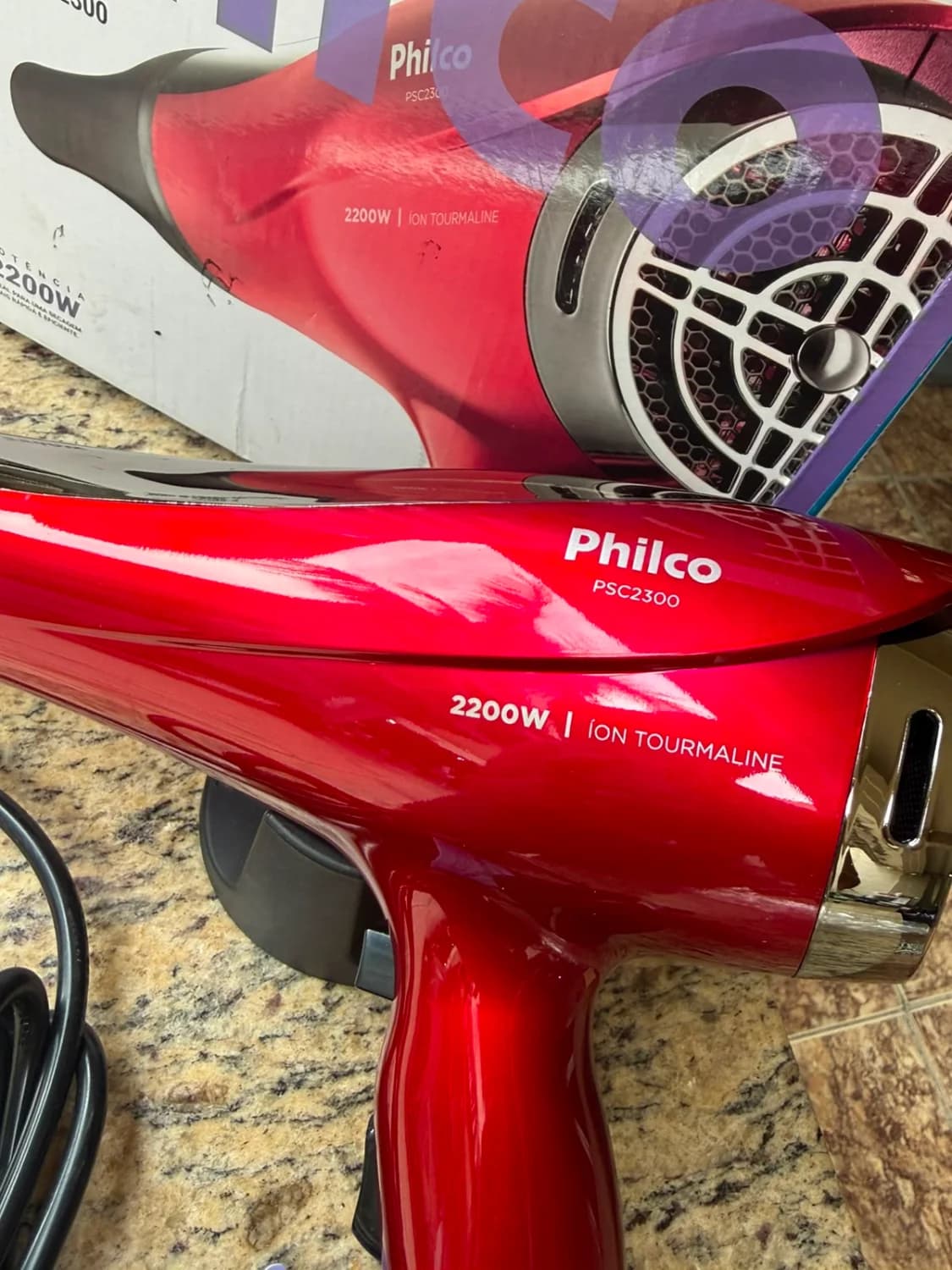 Secador De Cabelos 2200w Psc2300 Motor Dc Philco Vermelho Com Tecnologia Íons Tourmaline - Secagem rápida e eficiente - 2