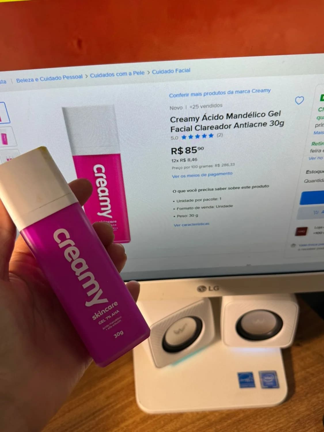 Creamy Skincare Gel Clareador Aha Ácido Mandélico Antiacne Creamy 30g - 1
