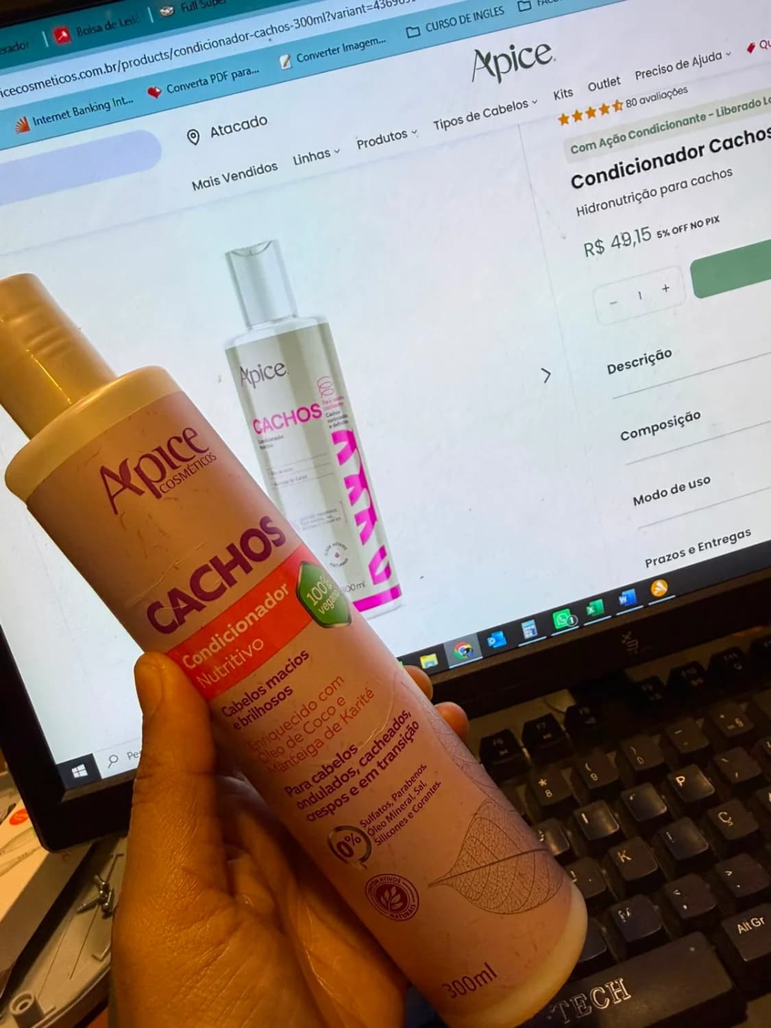 Condicionador Cachos Vegano Nutritivo Apse 300ml - 1