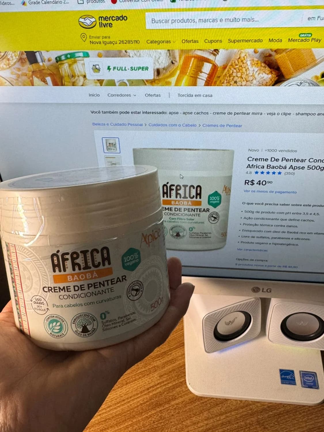 Creme De Pentear Condicionante Africa Baobá Apse 500g - 1
