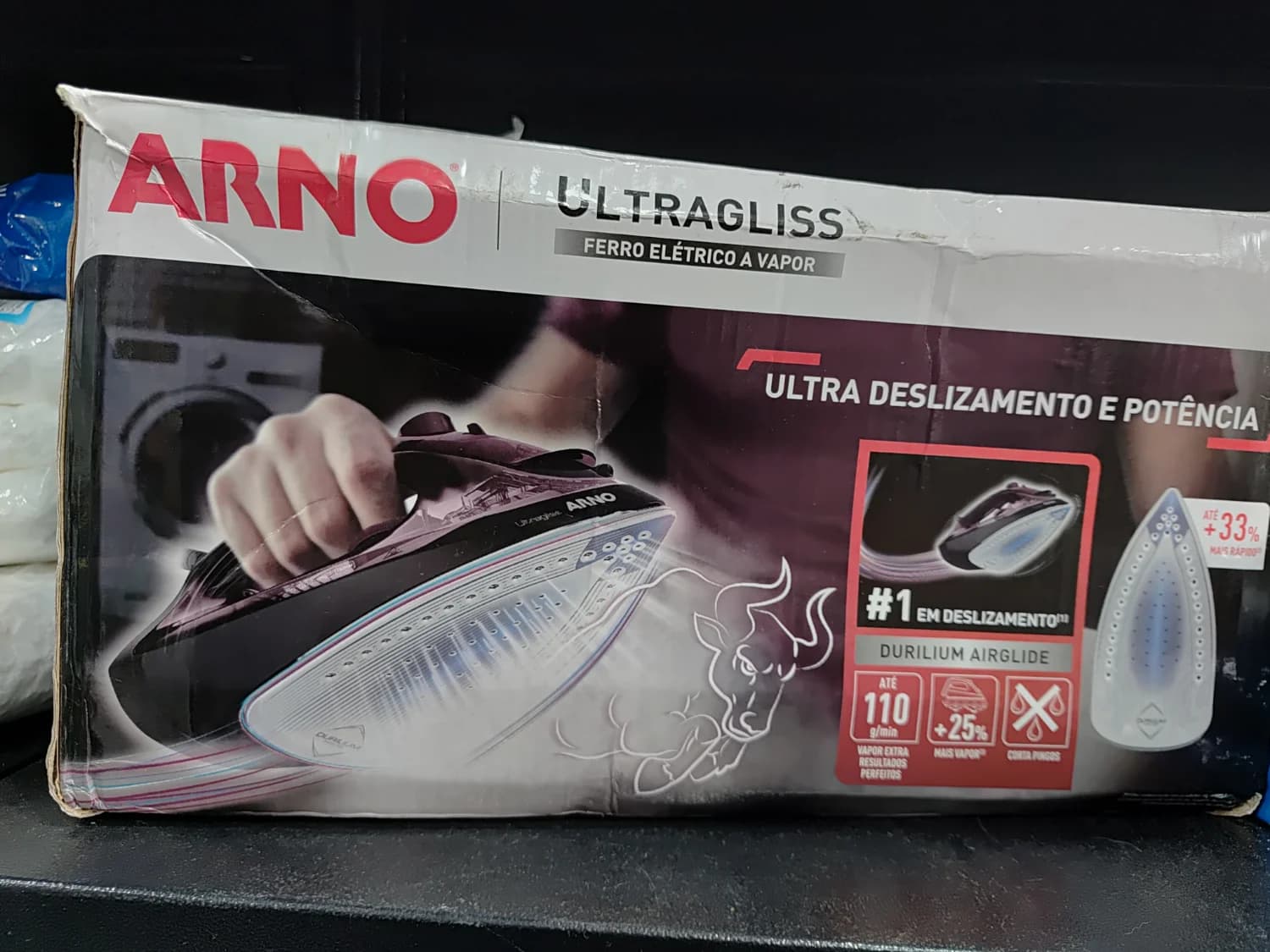 Ferro A Vapor Arno Com Base Durilium Airglide Fmv Ultragliss Cor Vinho - 1