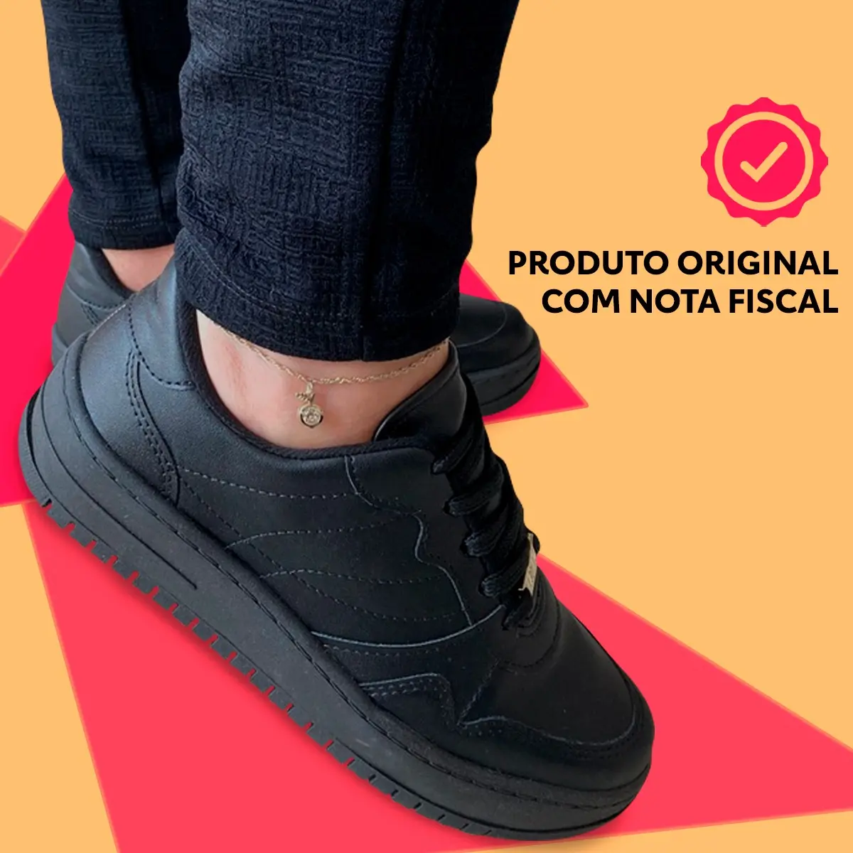 Tênis Feminino Moleca Casual Preto e Branco - N-33 - 2