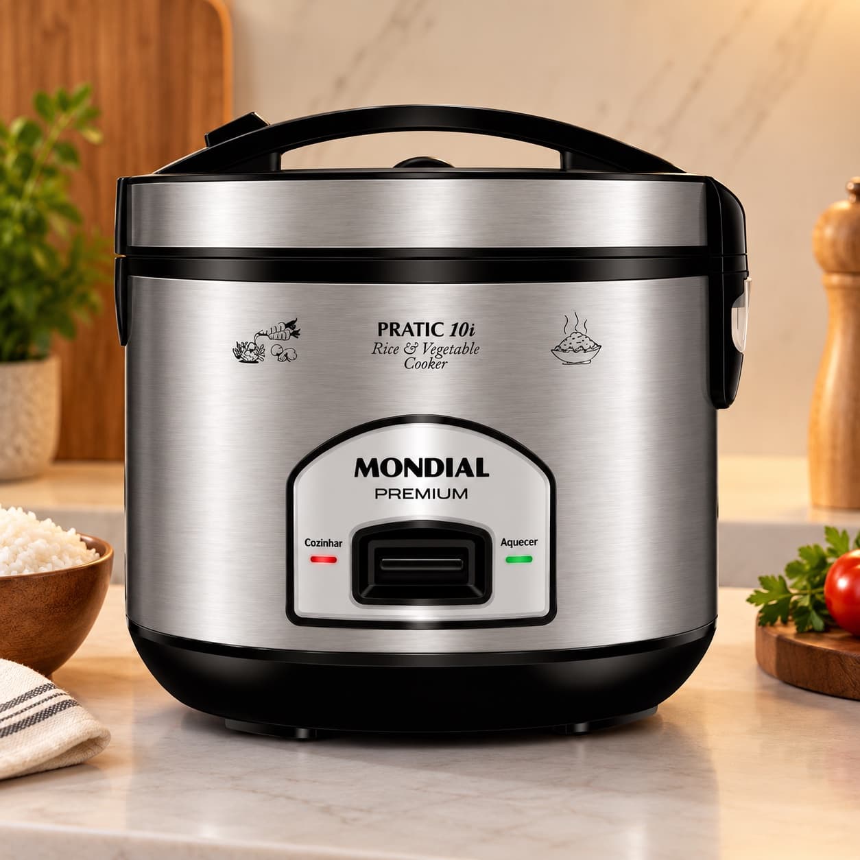 Panela de arroz Mondial p/ até 10 xícaras- NOVA (com detalhe) - 1
