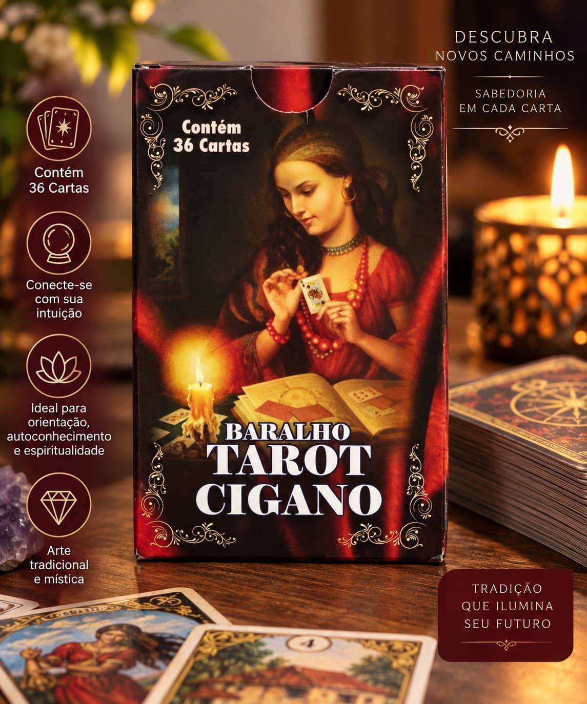 Baralho Tarot Cigano 36 Cartas Com Manual Explicativo Cartas Para Leitura Espiritual Cartomancia Oráculo Cigano - 1
