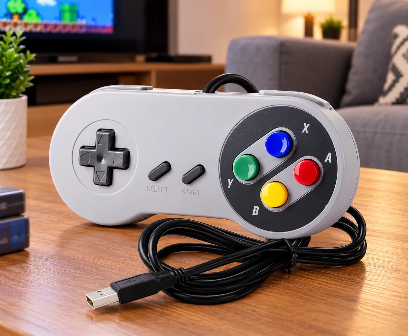 Controle Joystick Super Nintendo Conector Usb (1,5m Cabo) - 1
